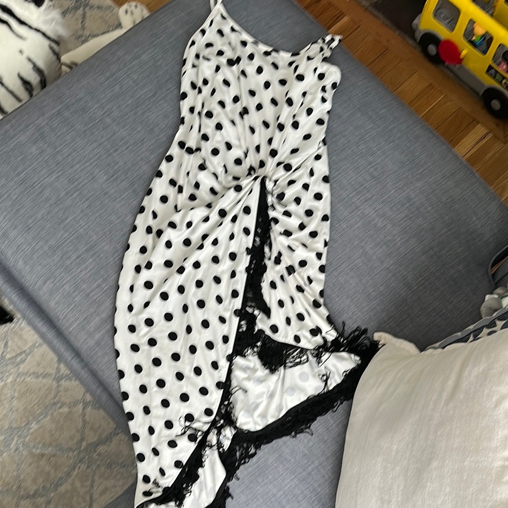 VENUS Black and White Polka Dot Dress
